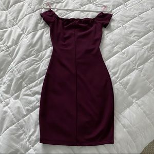 Dark Purple Cutout Off Shoulder Dress